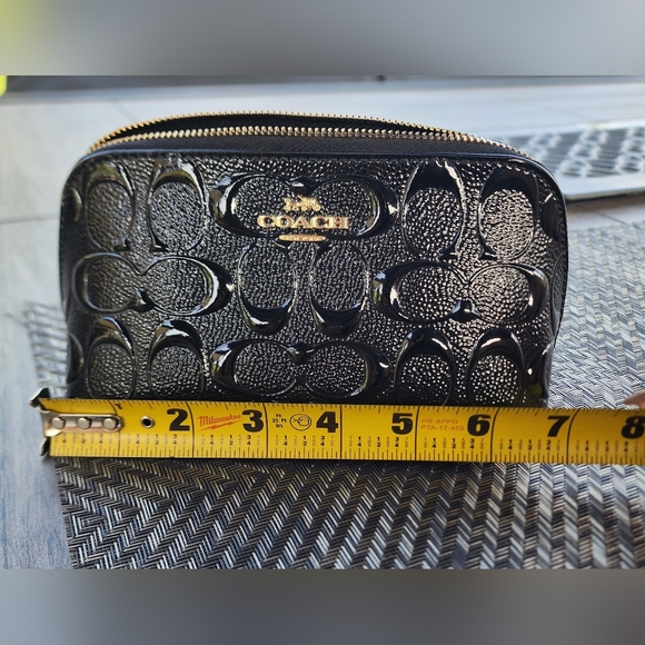 Coach Black Debossed Leather Pouch - Picture 8 of 10